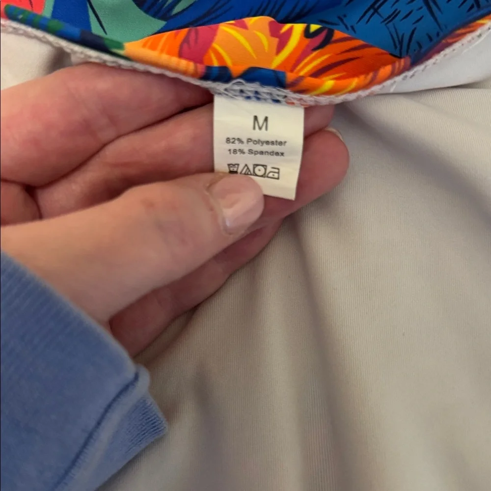 Tropical ruffle bikini high waist size medium
